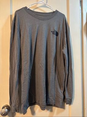 The North Face Men's Long-Sleeve Tee - Charcoal Gray with Black Logo